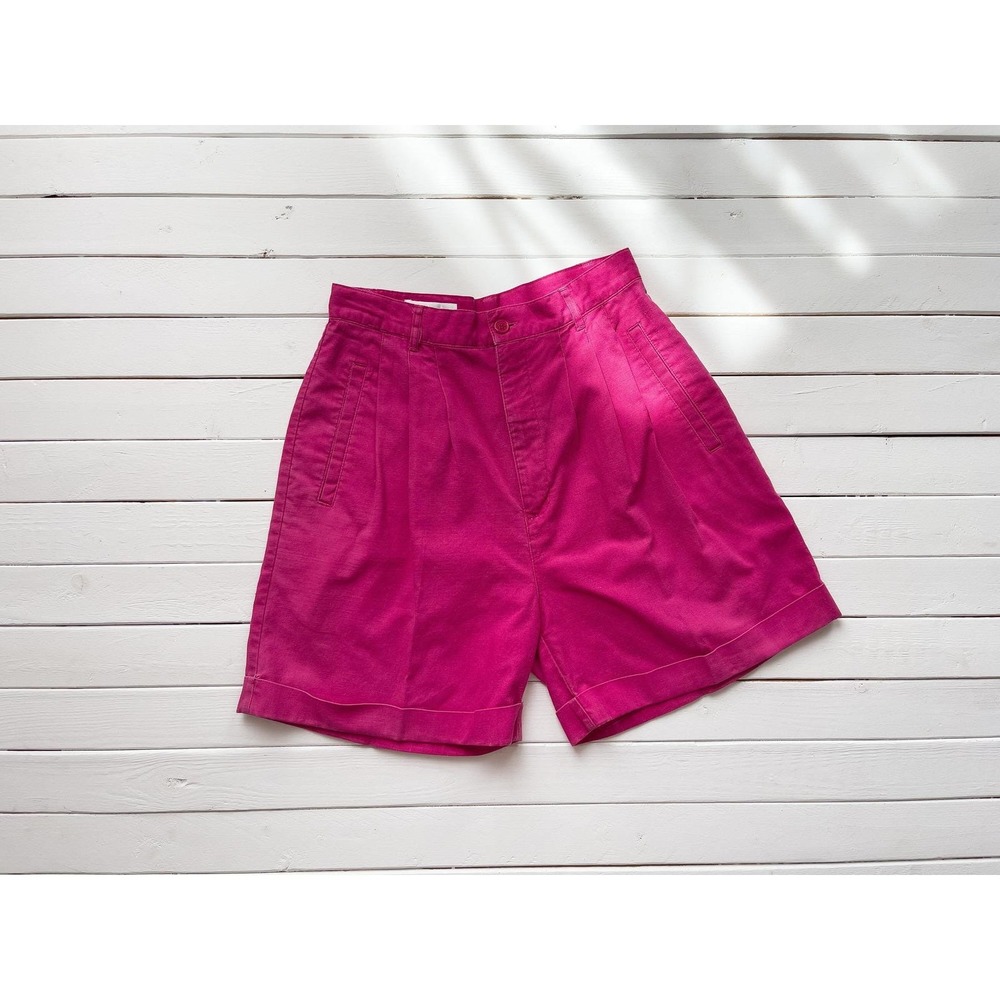 high waisted shorts 80s 90s vintage hot pink cotton shorts